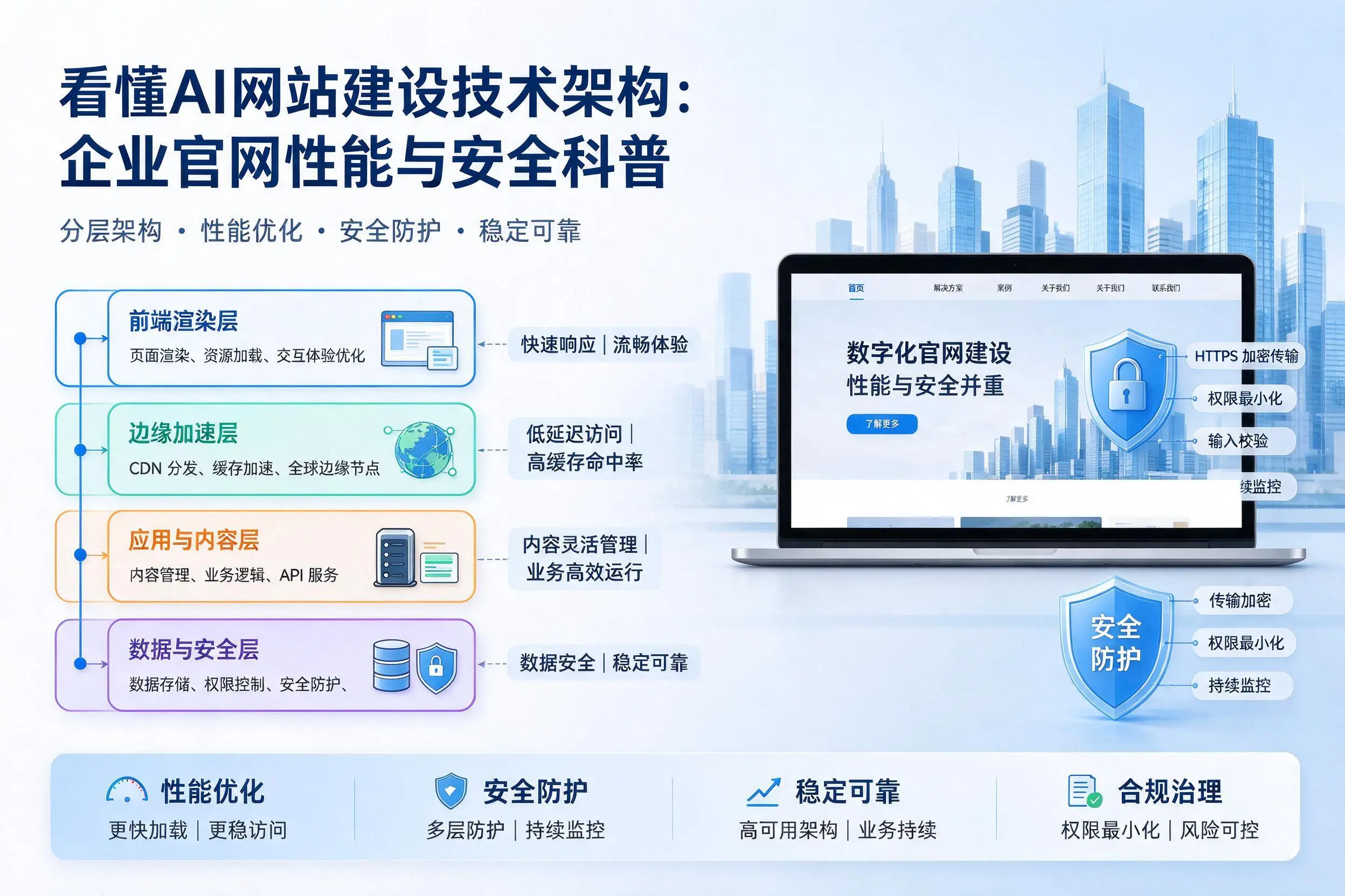 看懂AI网站建设技术架构：本溪企业官网性能与安全科普