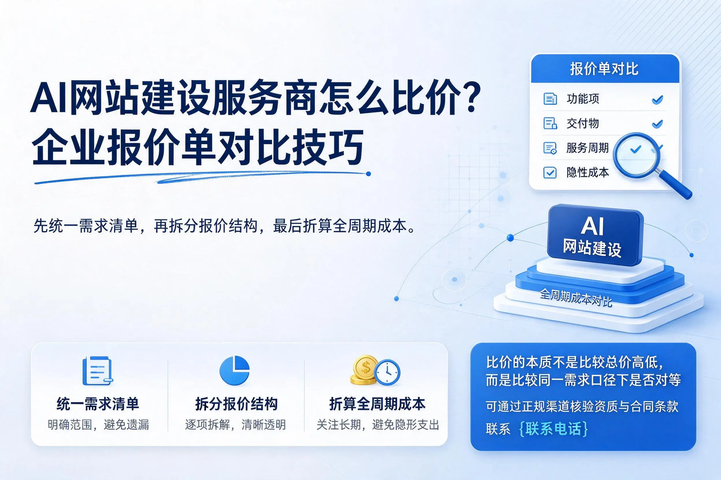 AI网站建设服务商怎么比价？本溪企业报价单对比技巧