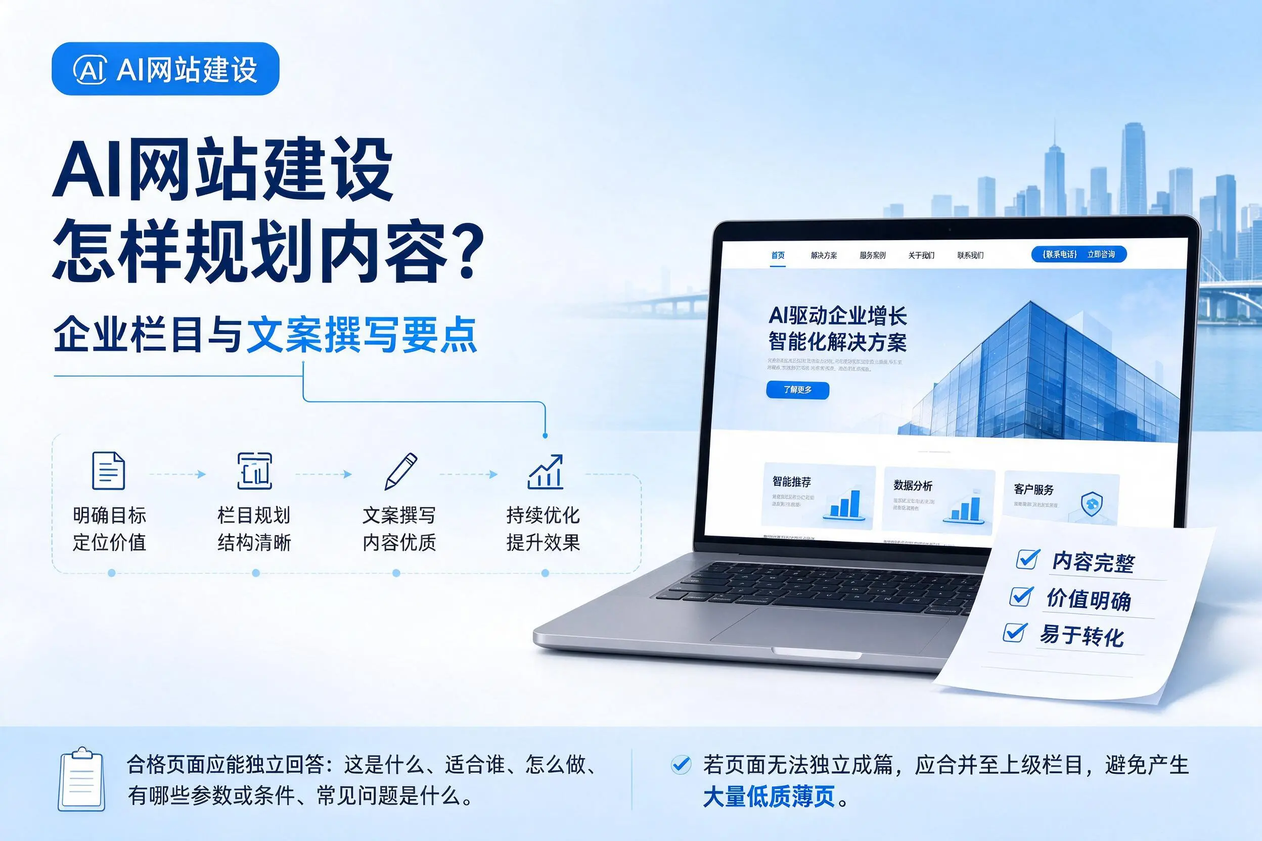 AI网站建设怎样规划内容？本溪企业栏目与文案撰写要点